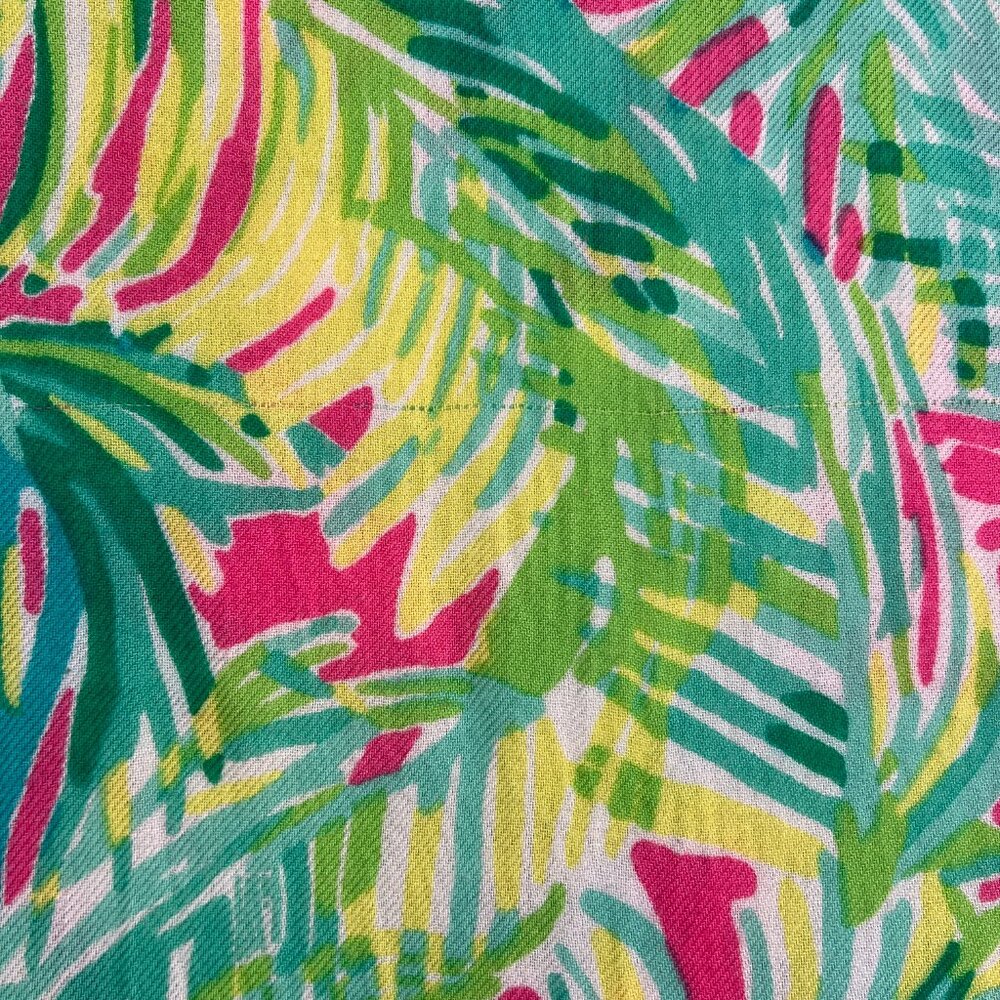 Lilly Pulitzer Palm Leaf  Scarf-Wrap-Swim Cover-Up Multi Color Fringe - Picture 5 of 15
